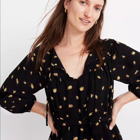 Tie waist mini dress in French daisies Madewell NWT - Picture 3 of 9